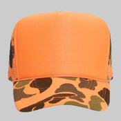 OTTO Neon Camouflage Polyester Foam Front Five Panel High Crown Mesh Back Trucker Hat
